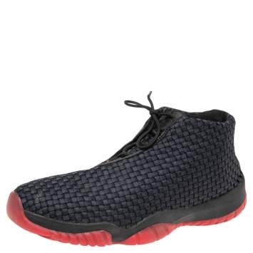 Pre Owned Air Jordan Black/Navy Blue Weave Fabric Future Low-Top Sneakers Size 46