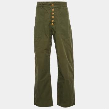 Pre Owned Junya Watanabe Comme des Garçons Green Cotton Trousers L