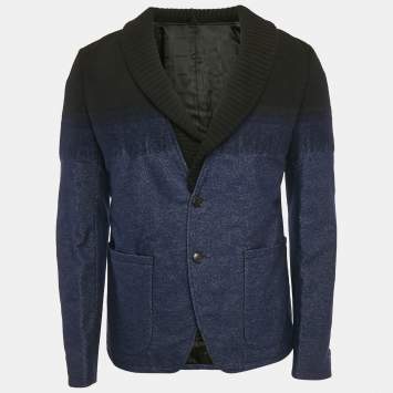 Pre Owned Just Cavalli Blue/Black Wool and Denim Jacket M