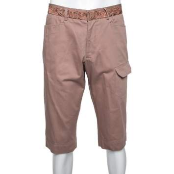 Pre Owned Just Cavalli Dusky Pink Cotton Embroidered Detail Cargo Shorts XL