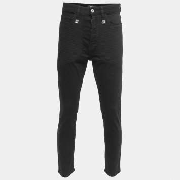 Pre Owned Just Cavalli Black Denim Stitch Detail Jeans M Waist 33"