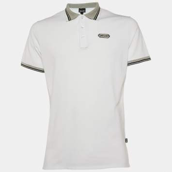 Pre Owned Just Cavalli White Cotton Knit Polo T-Shirt L