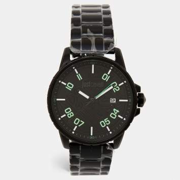 Pre Owned Just Cavalli Black PVD Coated Stainless Steel JC1G165M0065 Men's Wristwatch 44 mm