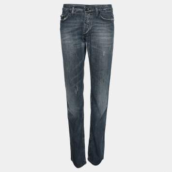 Pre Owned Just Cavalli Blue Denim Distressed Jeans S