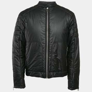 Pre Owned Just Cavalli Coated Cotton Zip-Up Puffer Jacket L