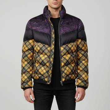 Pre Owned Just Cavalli Multicolour Printed Synthetic Zip-Up Down Bomber Jacket M