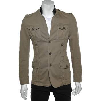 Pre Owned Just Cavalli Brown Cotton Cargo Pocket Button Front Jacket S