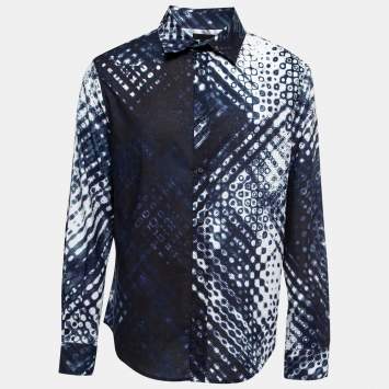 Pre Owned Just Cavalli Blue Printed Cotton Button Front Shirt 2XL