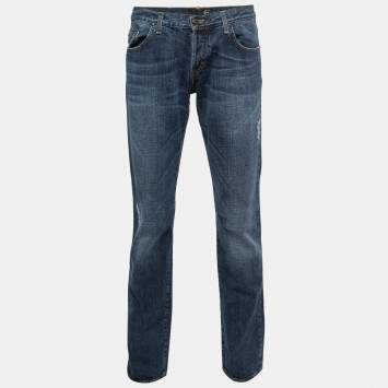 Pre Owned Just Cavalli Blue Distressed Denim Jeans L Waist 33"