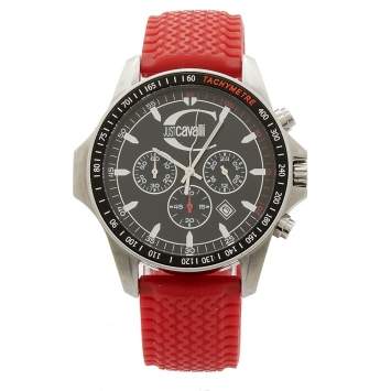 Pre Owned  Just Cavalli Black Stainless Steel Rubber R7271693225 Men's Wristwatch 44 mm 
