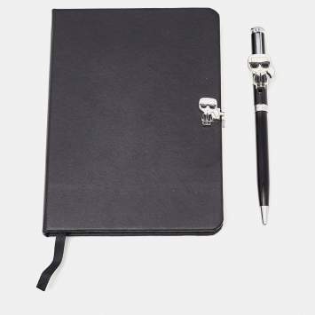 Pre Owned Karl Lagerfeld Ikonik Silver Tone Book and Pen Set
