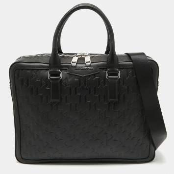 Pre Owned Karl Lagerfeld Black Leather K/Loom Briefcase