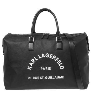 Pre Owned Karl Lagerfeld Black Coated Canvas Rue St-Guillaume Weekender Duffel Bag