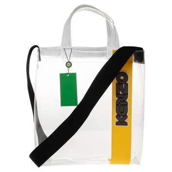 Pre Owned Kenzo Yellow/Clear PVC Logo Shopper Tote