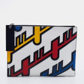 Pre Owned Kenzo Multicolor Leather And Patent Leather Zip Pouch