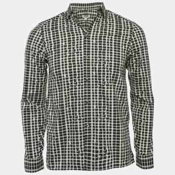 Kenzo Black/White Printed Cotton Button Front Shirt S