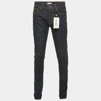 Kenzo Navy Blue Denim Roll-Up Slim Jeans S Waist 31"