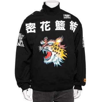 Pre Owned KENZO x Kansas Yamamoto Black Cheetah Printed Cotton Knit Sweatshirt L