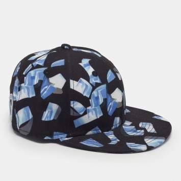 Pre Owned Kenzo X New Era Black Shattered Print Gabardine Baseball Cap Size 55