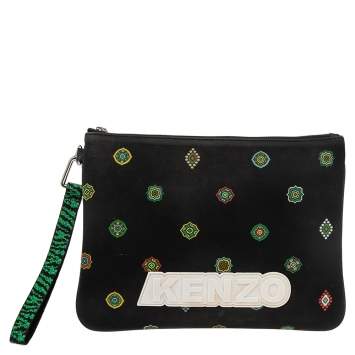 Pre Owned Kenzo x H&M Multicolor Animal Print And Geometric Pattern Nylon Pouch