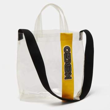 Pre Owned Kenzo Yellow/Clear PVC and Rubber Logo Shopper Tote