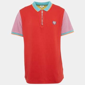 Pre Owned Kenzo Multicolor Colorblocked Cotton Pique Polo T-Shirts XL