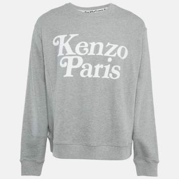 Kenzo X  Verdy Grey flocked-Logo Cotton Knit Sweatshirt L