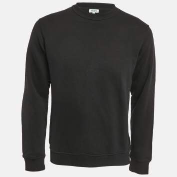 Pre Owned Kenzo Black Logo Print Cotton Crewneck Sweatshirt S