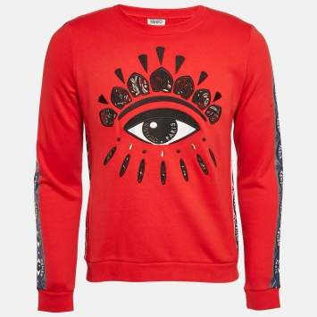 Kenzo Red Eye Embroidered Cotton Long Sleeve Sweatshirt L
