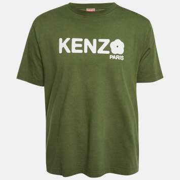 Pre Owned Kenzo Green Gots Boke Flower Print Jersey Oversized T-Shirt S