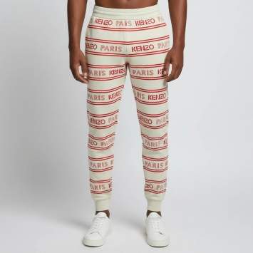 مملوكة مسبقًا Kenzo Beige All Over Logo Cotton Knit Jogger Pants S