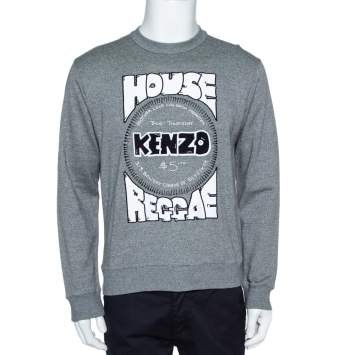 Pre Owned Kenzo Grey Melange Knit House Of Reggae Sweatshirt M