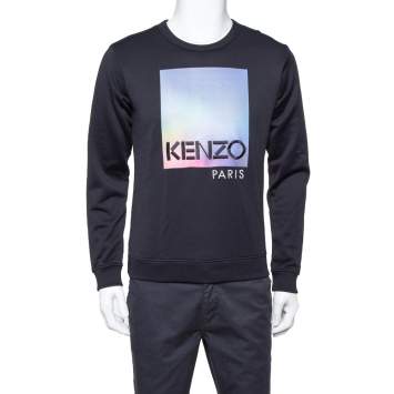 Pre Owned Kenzo Black Knit Northern Light Crewneck Sweatshirt S