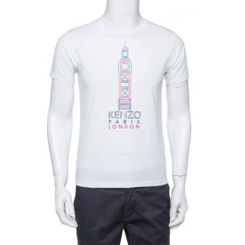 Pre Owned Kenzo White Cotton Big Ben Crewneck T Shirt S