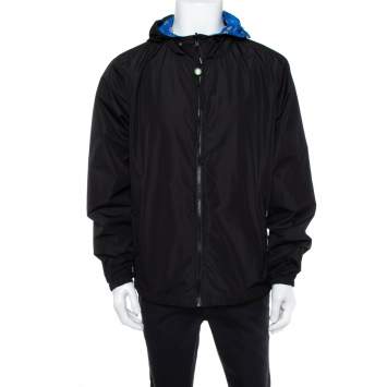 مملوكة مسبقًا Kenzo Black Printed Synthetic Reversible Hooded Jacket L