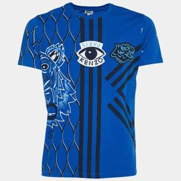 Pre Owned Kenzo  Blue Eye Print Cotton T -Shirt M