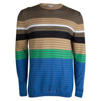 Pre Owned Kenzo Multicolor Striped Crew Neck Sweater L 