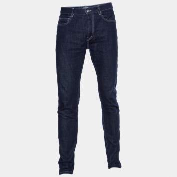 Pre Owned Kenzo Navy Blue Denim Logo Patch Pocket Jeans S