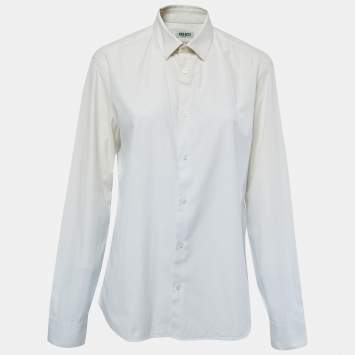 Pre Owned Kenzo Cream & White Cotton Button Front Shirt M