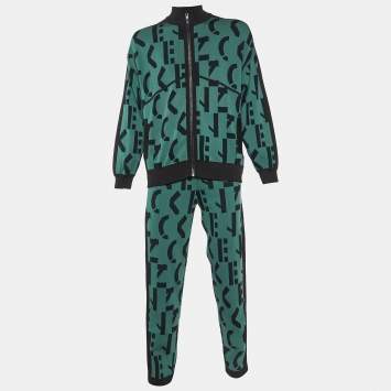 Pre Owned Kenzo Green Logo Knit Track Suit Set M/S