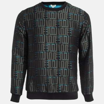 Pre Owned Kenzo Grey Monogram Jacquard Crew Neck Sweatshirt S