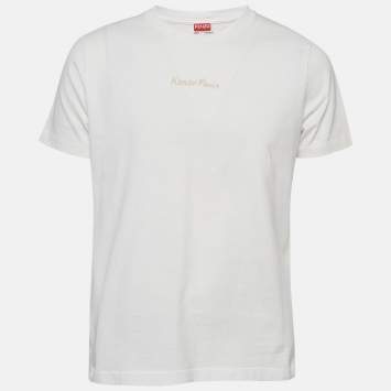 Pre Owned Kenzo White  Eiffel Tower Embroidered Cotton T-Shirt L