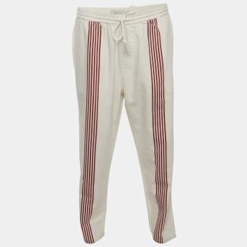 Pre Owned Kith White Striped Cotton Barrow Trousers L