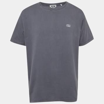 Pre Owned Kith Grey Logo Print Jersey Crewneck T-Shirt L