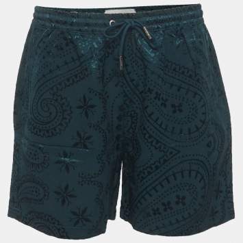 Pre Owned Kith Green Paisley Jacquard Faille Cedar Shorts L