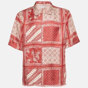 مملوكة مسبقًا Kith Brown Bandana Print Sateen Reade Shirt XL