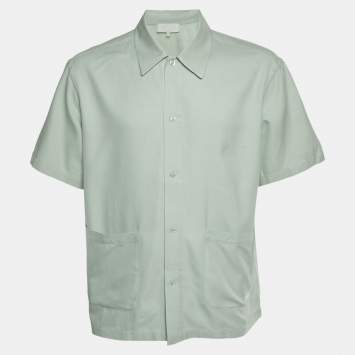 Pre Owned Kith Sage Green Cotton Blend Boxy Collared Overshirt L