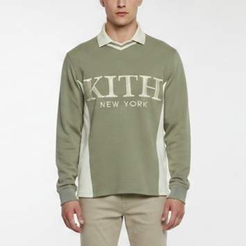 Pre Owned Kith Green Printed Pique Cotton Long Sleeve Sweatshirt  XS
