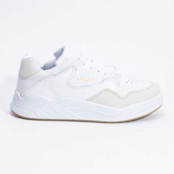 Pre Owned Lacoste White Court Slam Perforated Leather White Sneakers Size 42.5 (Available for UAE Customers Only)
