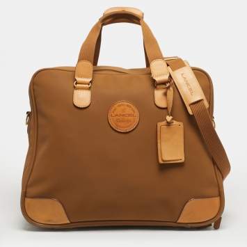 Pre Owned Lancel Tan Nylon and Leather Logo Suitcase